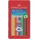 FABER-CASTELL Buntstift Colour Grip 12er-Metalletui