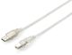 Equip USB Kabel 2.0 A-B St/St 1.00m transparent Polybeutel
